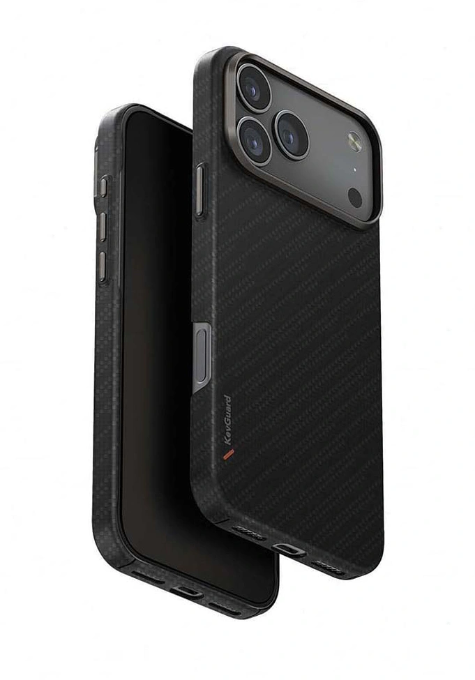 Накладка Uniq KEVA EDGE Full Kevlar MagSafe для iPhone 18 Pro / 17 Pro, Carbon Black (IP6.3P(2025)-KEVAEDMCBLK). Фото 1