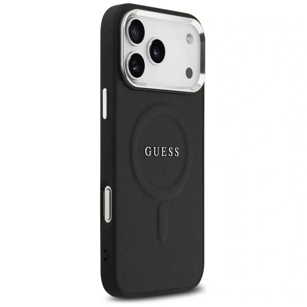 Накладка Guess для iPhone 18 Pro Max / 17 Pro Max PU Grained leather Metal logo &Cam Hard (MagSafe), Black (GUHMP18XPSAREGSK). Фото 4