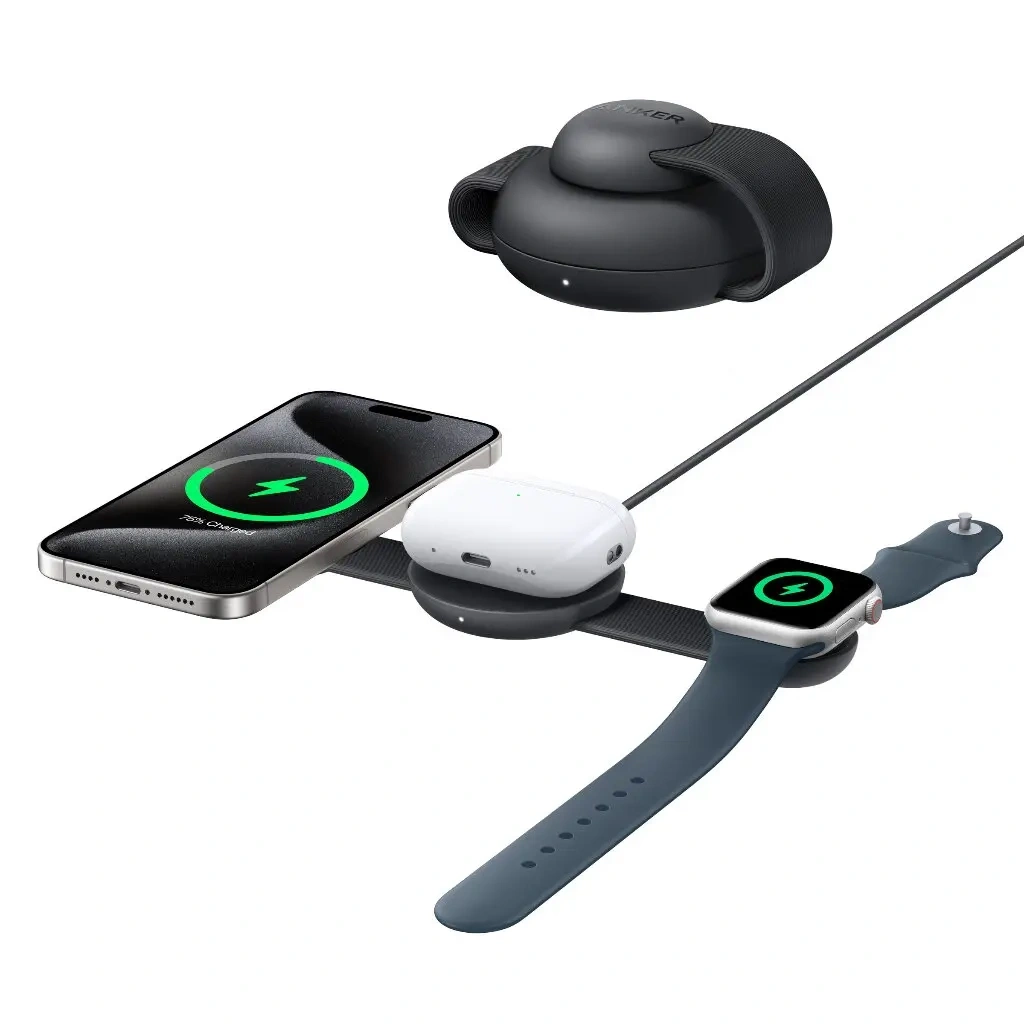 Беспроводное зарядное устройство Anker MagGo 3 in 1, Black (B25M8P11). Фото 2