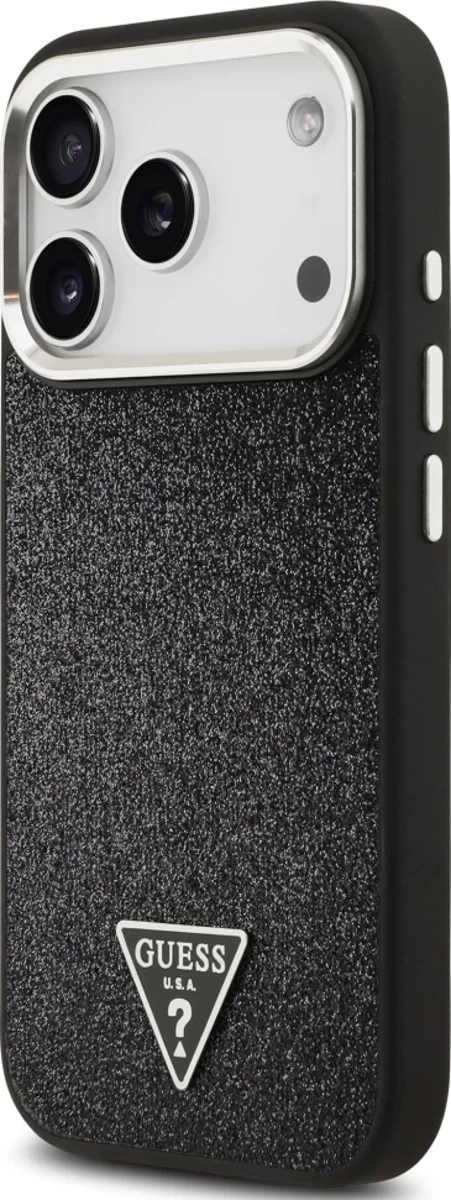 Накладка Guess для iPhone 17 Pro Fixed Glitters Tringle metal logo & Camera (MagSafe), Hard Black (GUHMP17LPFGTSCMK). Фото 2