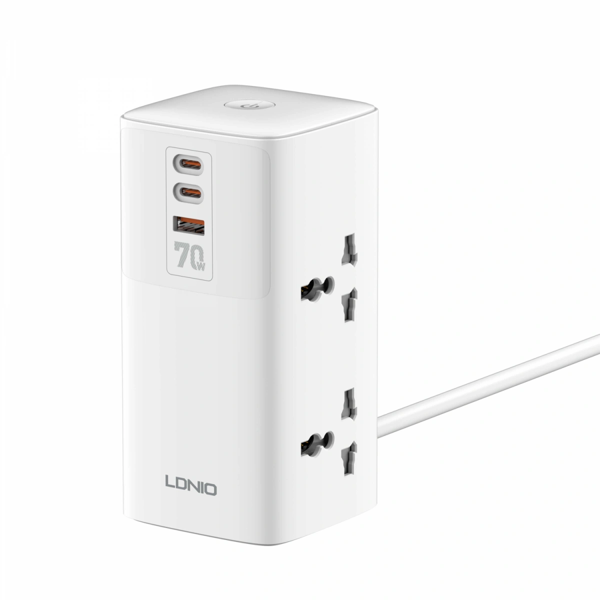 Сетевой фильтр LDNIO 70W Multifunctional Universal Desktop Power Adapter, 2500W, 4 розетки, 2хUSB-C, 1хUSB-A, 2 метра, Белый (SC4383). Фото 1