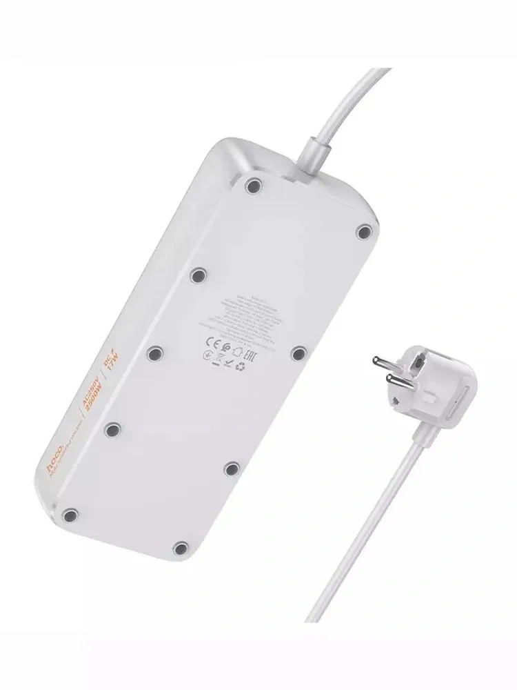 Сетевой фильтр Hoco AC21 3*USB-A, 1*USB-C, 4*розетки, 1.5м, Чёрный. Фото 4