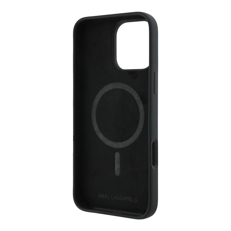 Накладка Lagerfeld для iPhone 16 Pro Max Liquid Silicone NFT Karl & Choupette Head Hard (MagSafe), Black (KLHMP16XSCMKCRHK). Фото 4