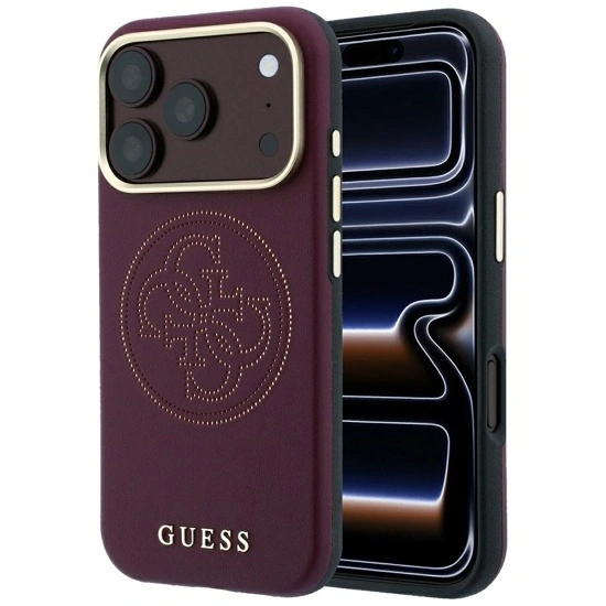Накладка Guess для iPhone 18 Pro Max / 17 Pro Max PU Smooth SW 4G Perf logo Met Cam Hard (MagSafe), Burgundy (GUHMP18X6PS4SRGU). Фото 1
