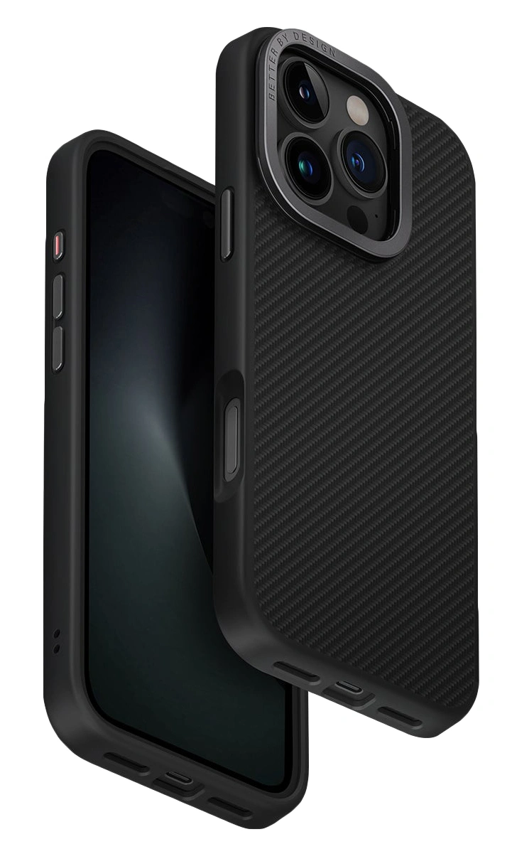 Накладка Uniq для iPhone 16 Pro Max KEVA Max Kevlar with Camera stand (MagSafe), Black (IP6.9P(2024)-KEVMMBLK). Фото 4