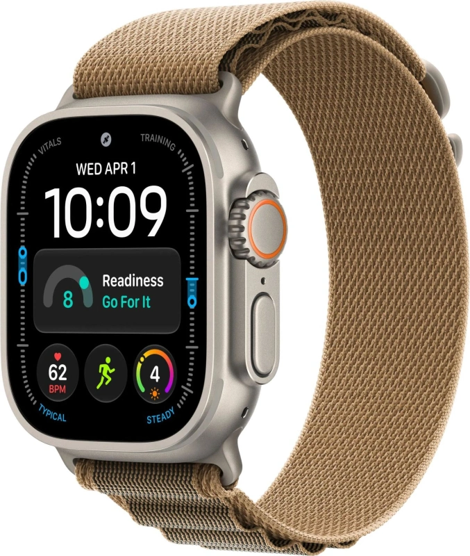 Умные часы Apple Watch Ultra 4 (2026) GPS+Cellular 49мм, Натуральный титановый корпус, ремешок "Пустынная альпийская петля" размер L 165-210 мм (MJAG4). Фото 1