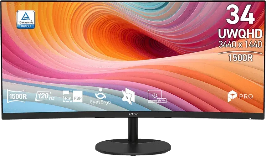 Монитор MSI Pro MP341CQ 120Гц 3K VA 34", Чёрный (9S6-3PB2CT-212). Фото 1