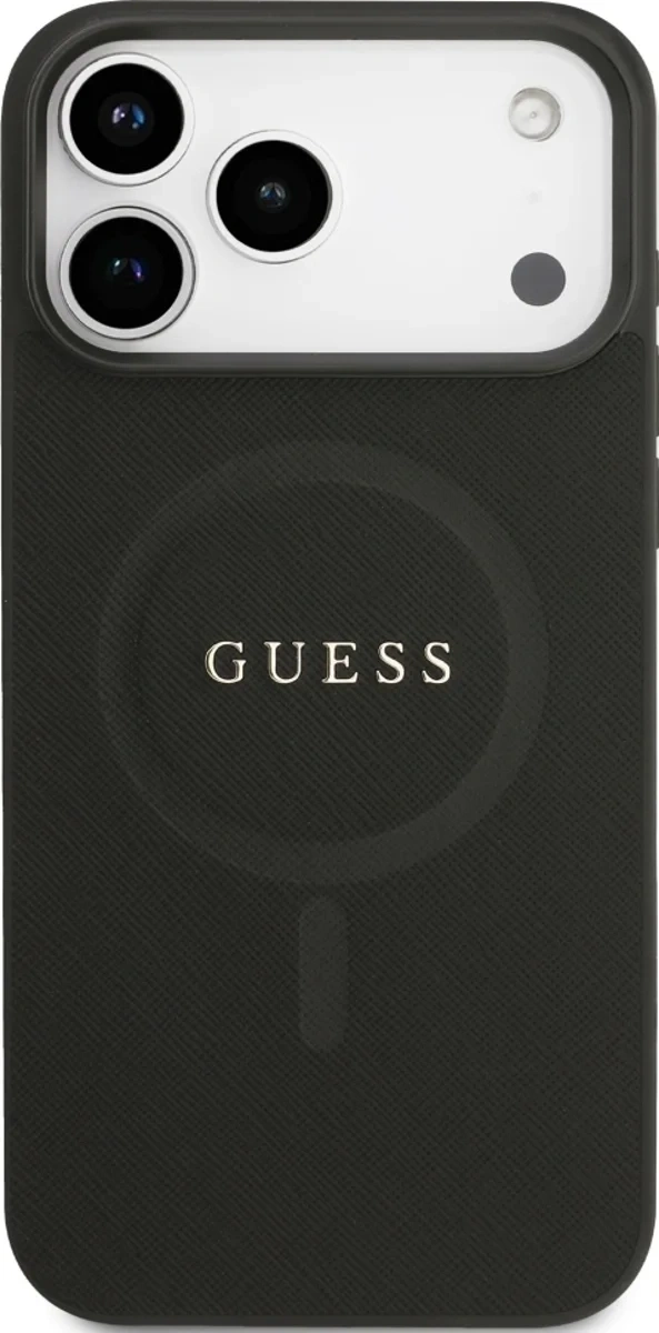 Накладка Guess для iPhone 17 Pro PU Saffiano with Classic metal logo (MagSafe), Hard Black (GUHMP17LPSAHMCK). Фото 3