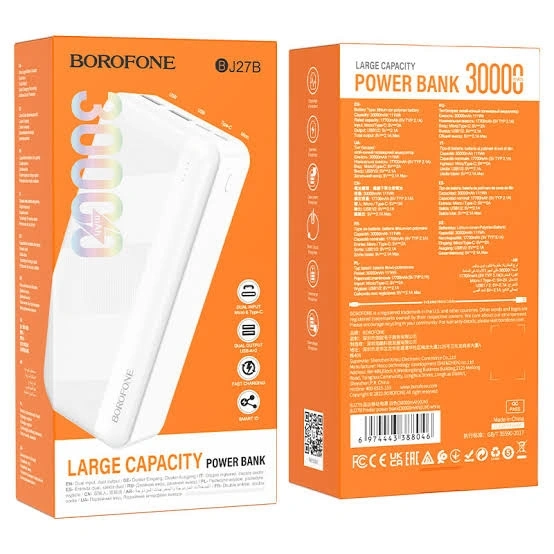Внешний аккумулятор Borofone BJ27B 30000mAh, 1xUSB-C, 2xUSB-A, 1хMicro-USB, Белый. Фото 3
