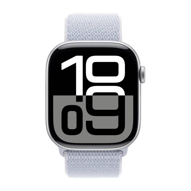 Apple Watch Series 10, 42 мм, алюминий цвета «Silver», Sport Loop "Blue Cloud" (MWWD3). Фото 2