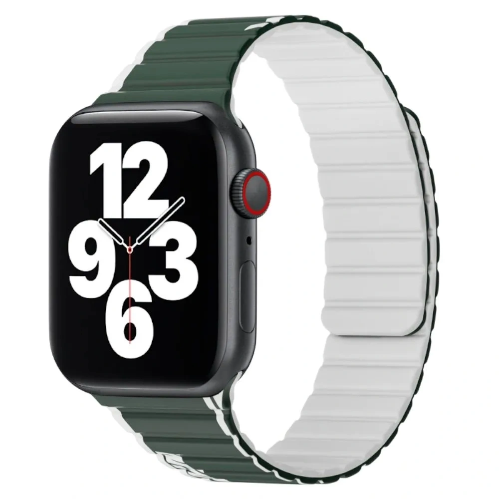 Ремешок Wiwu Magnetic Silicon для Apple Watch 44/45/46/49мм, Зелёный, серый (Wi-WB010). Фото 1