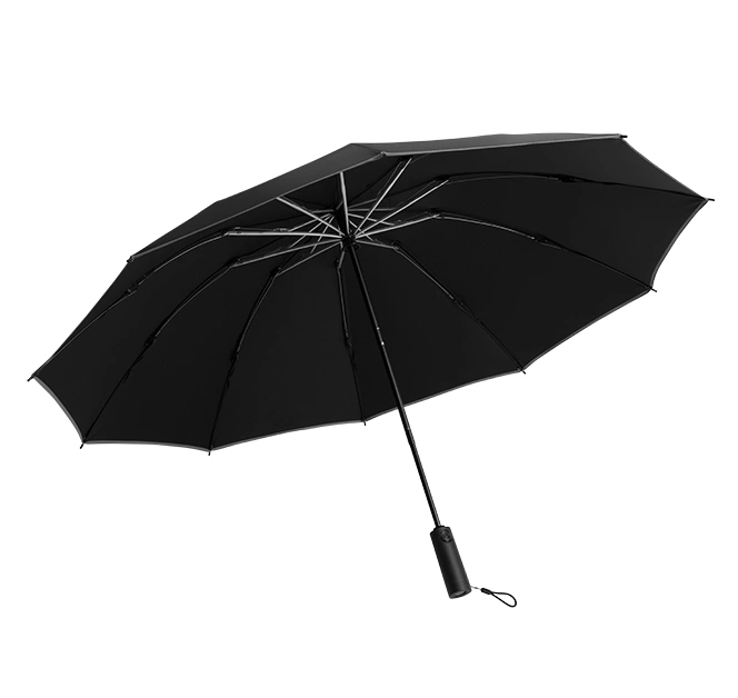 Зонт KongGu Reverse Ten Bone Automatic Lighting Umbrella с фонариком, Чёрный. Фото 3