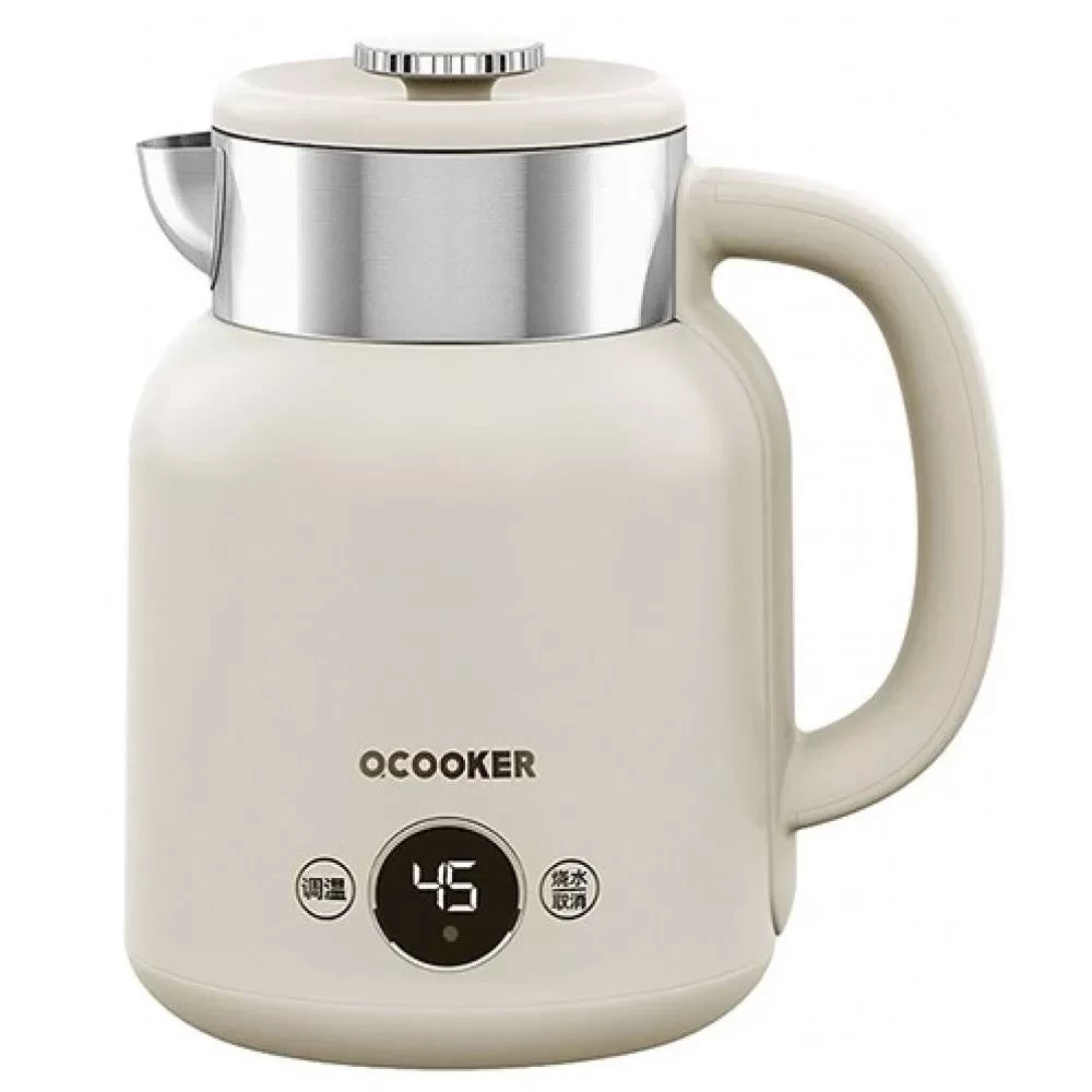 ЭлектрическийчайниксдатчикомтемпературыQcookerKettle1.5L1500W,Белый(CR-SH1501)