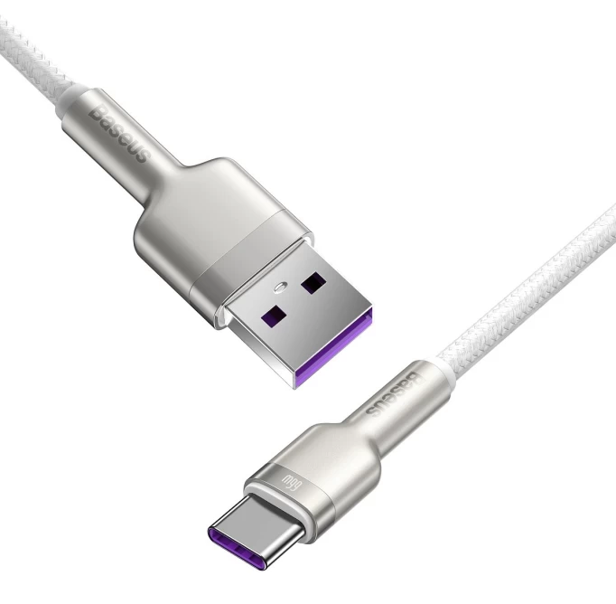 Кабель Baseus Cafule Series Metal Data Cable USB to Type-C 66W 1м, Белый (CAKF000102)