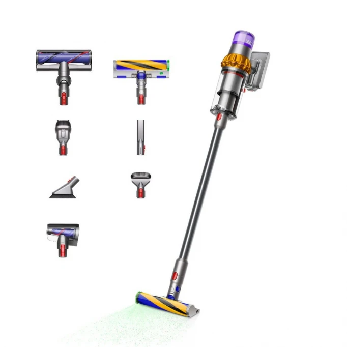 Беспроводной пылесос Dyson V15 Detect Absolute (SV47), Серо-желтый (расширенный комплект - 7 насадок)