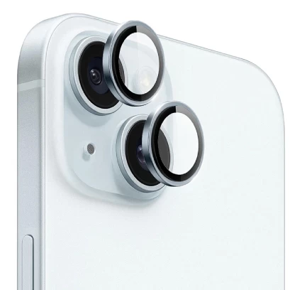 Защитное стекло на камеру Wiwu Dual Color Lens Guard для iPhone 15/15 Plus, Синее