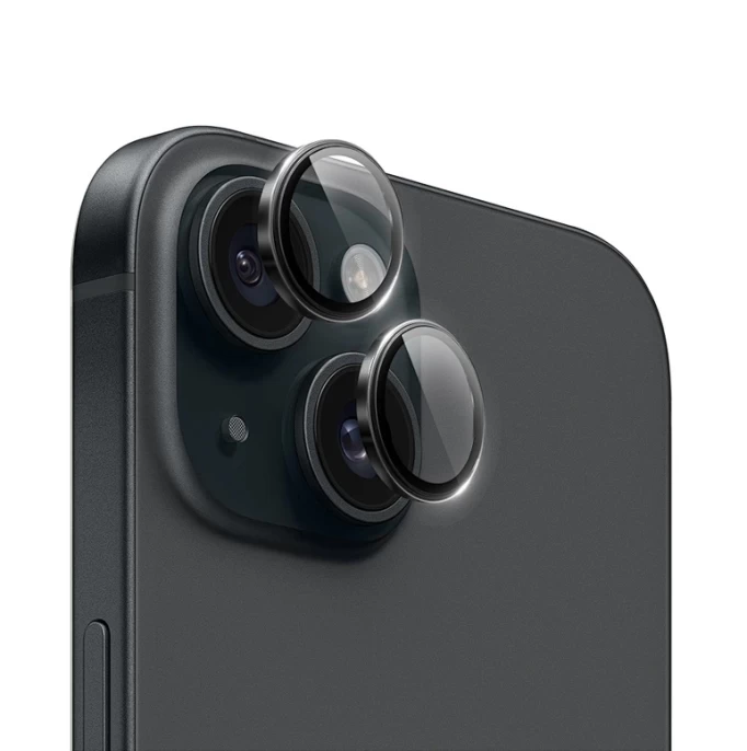 Защитное стекло на камеру Wiwu Dual Color Lens Guard для iPhone 15/15 Plus, Чёрное