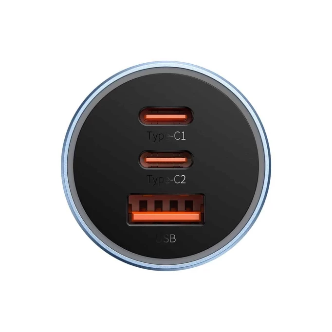 Автомобильное зарядное устройство Baseus Car Charger U+C+C QC3.0, 65W, Серый (CGJP010013)