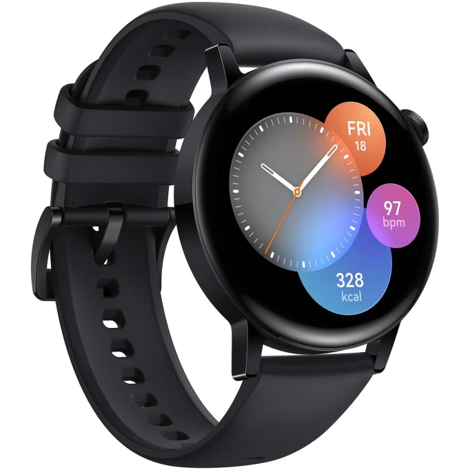 Умные часы Huawei Watch GT 3 42мм, черный/ черный каучуковый ремешок (MIL-B19)