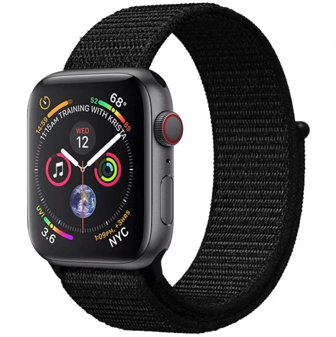 Ремешок нейлоновый для Apple Watch 44/45/46/49мм, Чёрный
