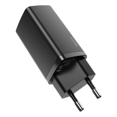 Сетевое зарядное устройство Baseus GaN2 Lite Quick Charger C+U 65W, Чёрное (CCGAN2L-B01)