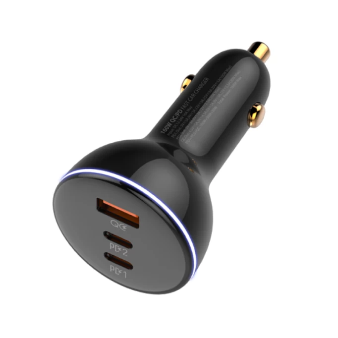 Автомобильное зарядное устройство LDNIO Super Fast Car charger 2*USB-C & 1*USB-A 160W, Чёрное (C102)