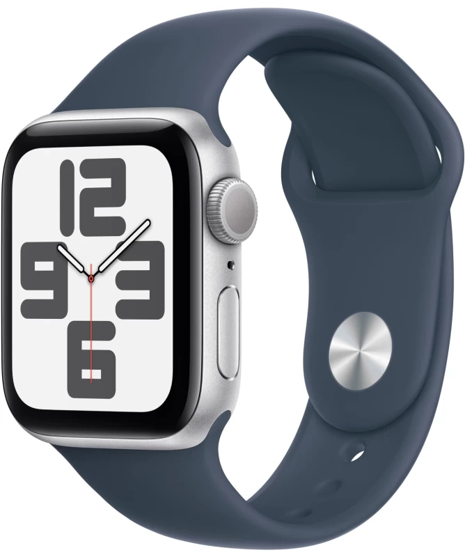 Apple Watch SE 2023, 40 мм, алюминий цвета "серебро", Storm Blue Sport Band, размер S/M (MRE13)
