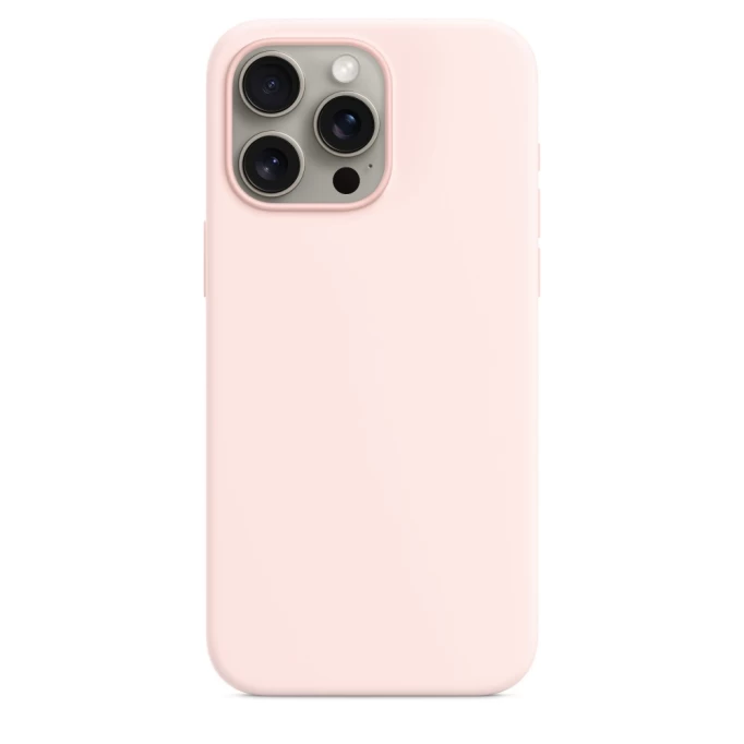 Накладка Silicone Case With MagSafe для iPhone 15 Pro Max, Светло-розовая