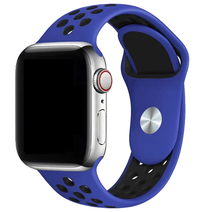 Ремешок силиконовый Nike для Apple Watch 42/44/45/49мм, Синий, чёрный