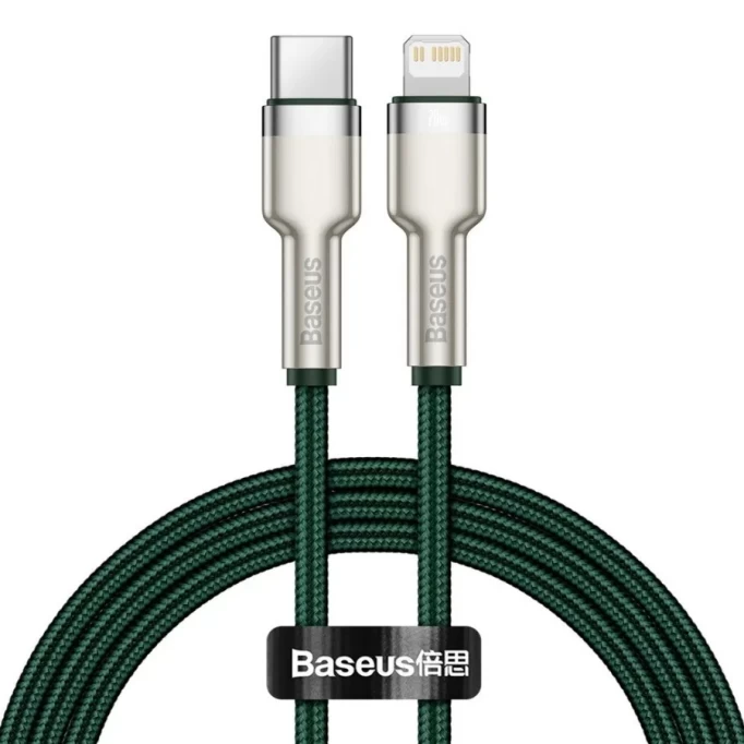 Кабель Baseus Cafule Series Metal Data Cable Type-C to iP PD 20W 1m, Зелёный (CATLJK-A06)