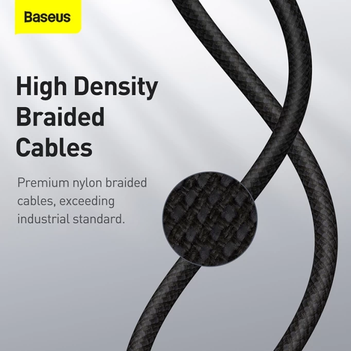 Кабель Baseus High Density Braided Fast Charging Data Cable Type-C to Type-C 100W 2m, Чёрный (CATGD-A01)