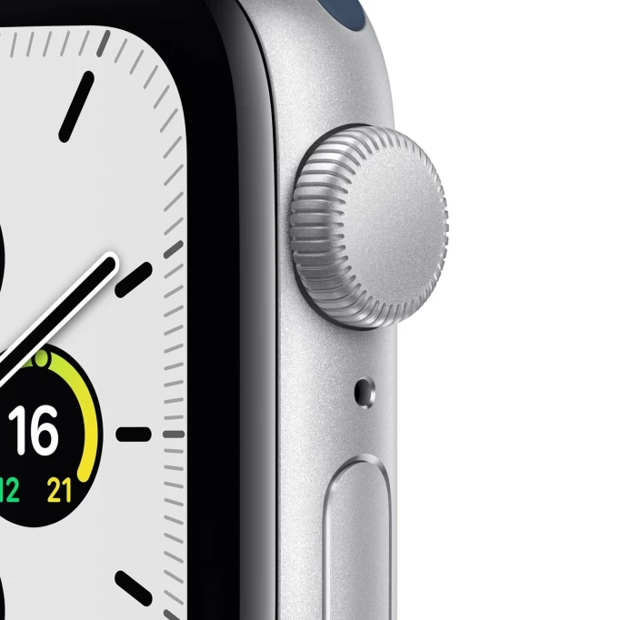 Apple Watch SE 2021, 40 мм, серебристый алюминий, спортивный ремешок цвета "синий омут" (MKNY3)