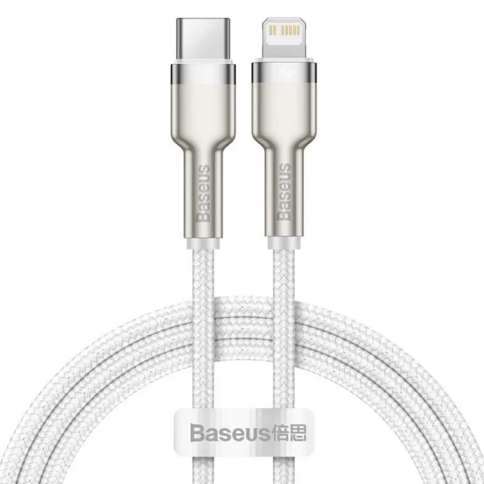 Кабель Baseus Cafule Series Metal Data Cable Type-C to iP PD 20W 2m, Белый (CATLJK-B02)