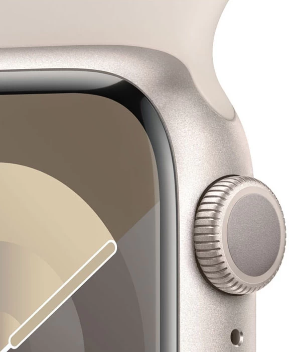 Apple Watch Series 9, 41 мм, алюминий цвета "сияющая звезда", спортивный ремешок "сияющая звезда", размер S/M (MR8T3) (Уценённый товар)