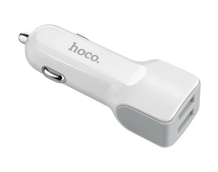 Автомобильное зарядное устройство Hoco Z23 grand style dual-port + lightning, Белое