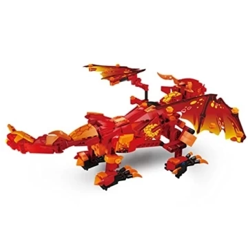 Конструктор Mould King Power Brick 13148. Flame Battle Dragon, 485 деталей, пульт ДУ, двигатель, Красный