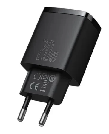 Сетевое зарядное устройство Baseus Compact Quick Charger USB + Type-C 20W, Чёрное (CCXJ-B01)