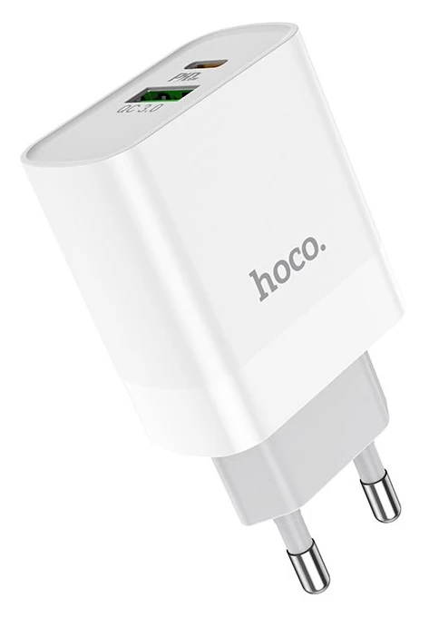 Сетевое зарядное устройство Hoco C80A Rapido PD+QC3.0 charger set (Type-C to Lightning), Белое