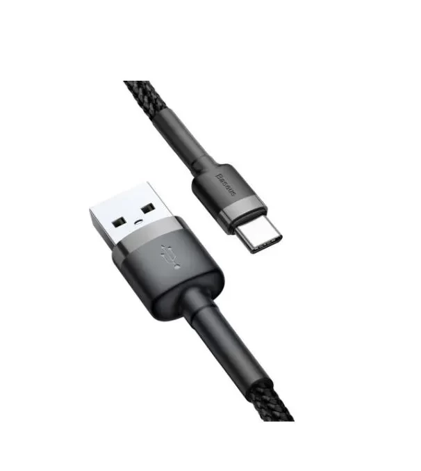 Кабель Baseus Cafule Cable USB - Type-C 2м 2A, Серо-чёрный (CATKLF-CG1)