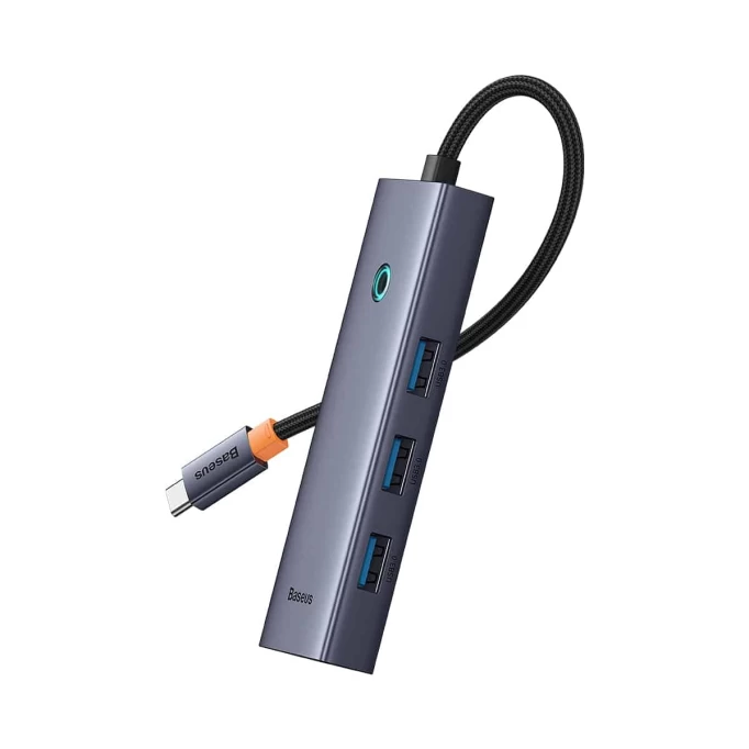Хаб Baseus Flite Series 6-Port HUB Docking Station (Type-C to HDMI4K@60Hz*1+USB 3.0*4+PD*1), Тёмно-серый (B00052806812-01)
