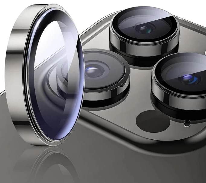 Защитное стекло на камеру Wiwu Dual Color Lens Guard для iPhone 15 Pro/15 Pro Max, Natural Titanium