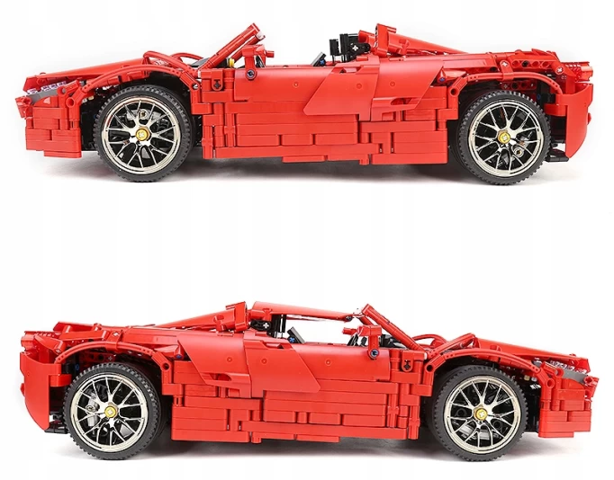 Конструктор Mould King Models 13048. RC Red Ferrari 488, 2083 деталей, пульт ДУ, двигатель.