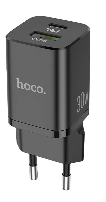 Сетевое зарядное устройство Hoco N13 Bright PD30W+QC3.0, Чёрное