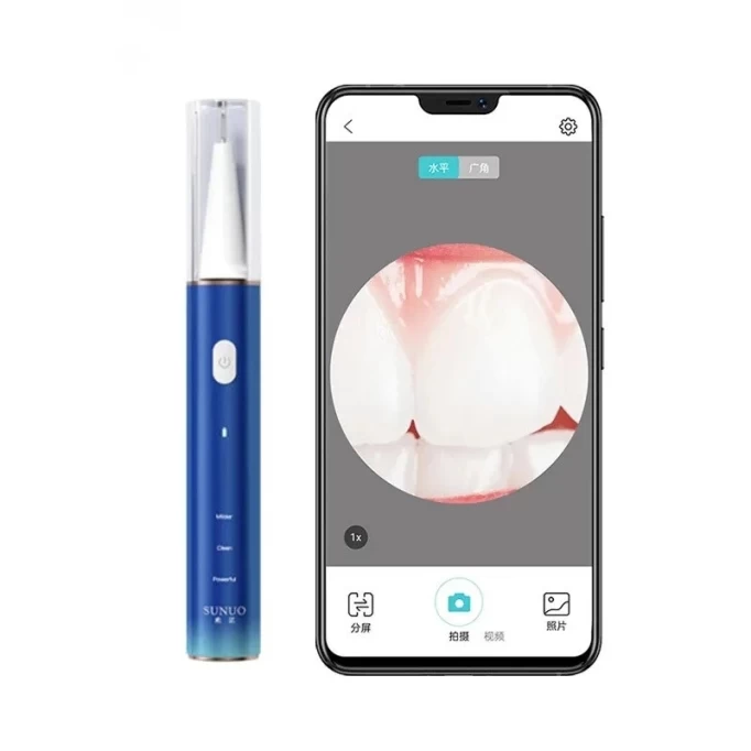 Портативный ультразвуковой скалер для чистки зубов XiaoMi Sunuo T11 Pro Smart Visual Ultrasonic Dental Scale, Синий
