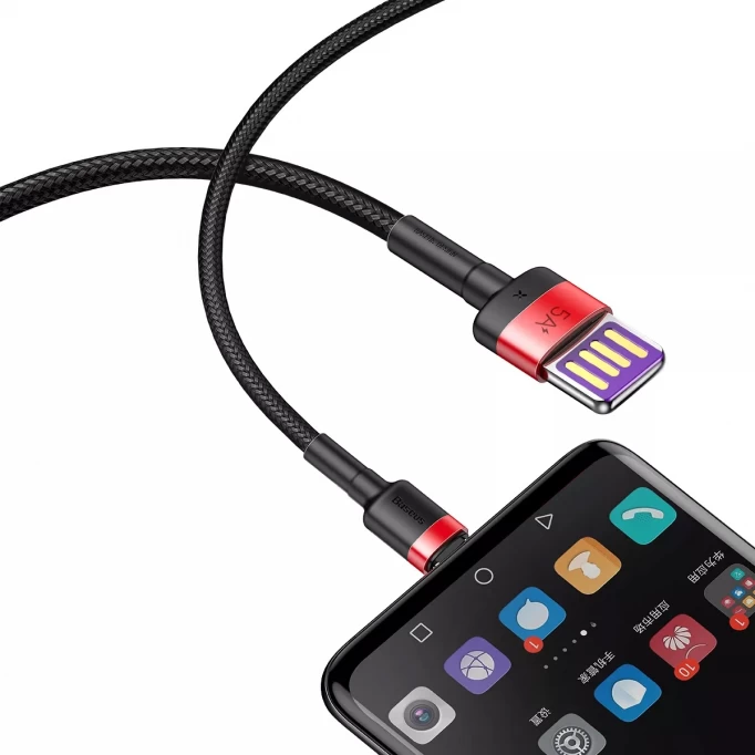 Кабель Baseus Cafule HW Quick Charging Data cable USB Double-sided Blind Interpolation For Type-C 40W 1m, Красно-чёрный (CATKLF-P91)