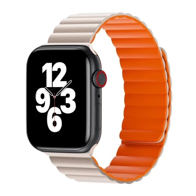 Ремешок Wiwu Magnetic Silicone для Apple Watch 42/44/45/49мм, Starlight/Orange (Wi-WB001)