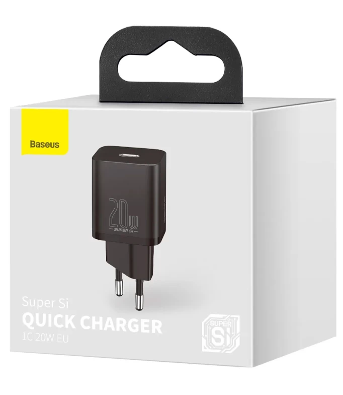 Сетевое зарядное устройство Baseus Super Si Quick Charger 1C 20W EU, Чёрное (CCSUP-B01)