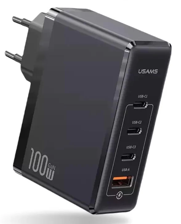 Сетевое зарядное устройство Usams US-CC163 U+3C 100W, Чёрное