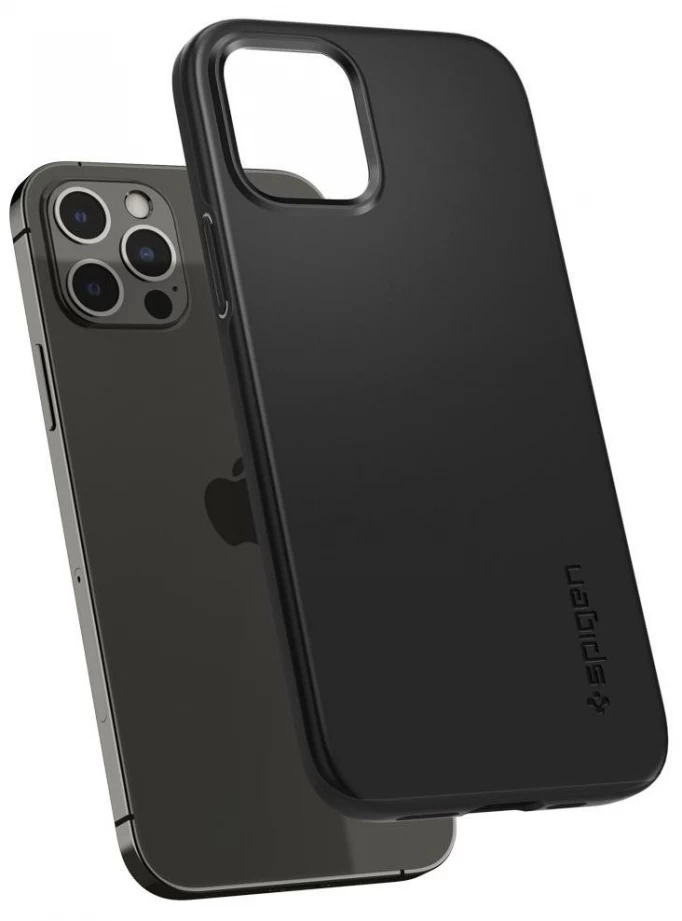 Накладка Spigen Thin Fit для iPhone 12 Pro / iPhone 12, Чёрная (ACS01696)