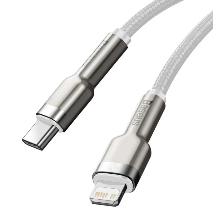 Кабель Baseus Cafule Series Metal Data Cable Type-C to iP PD 20W 2m, Белый (CATLJK-B02)